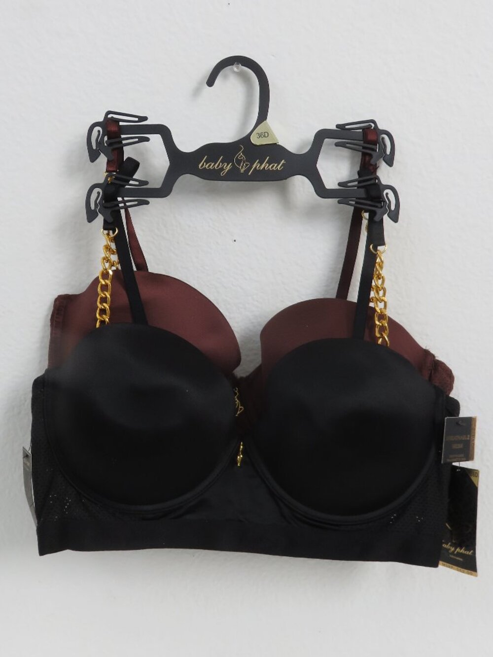 (#140) Baby Phat 2-pack Plunge Balconette Bra size 36D